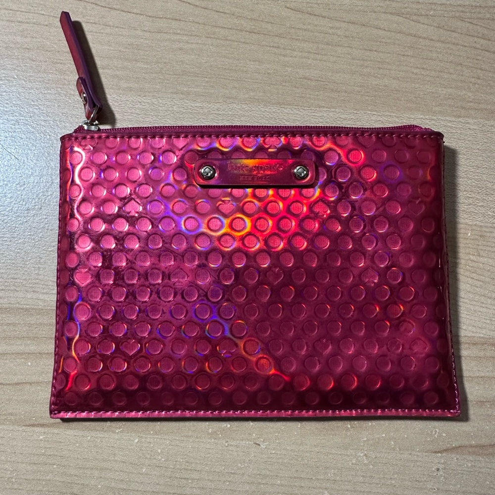 Kate Spade hot pink holographic travel pouch